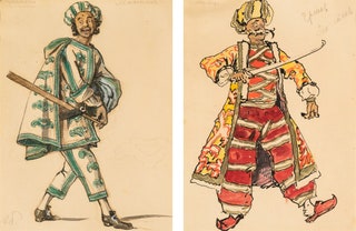 Александр Бенуа эскизы костюмов для спектакля «Слуга двух господ» 1921.