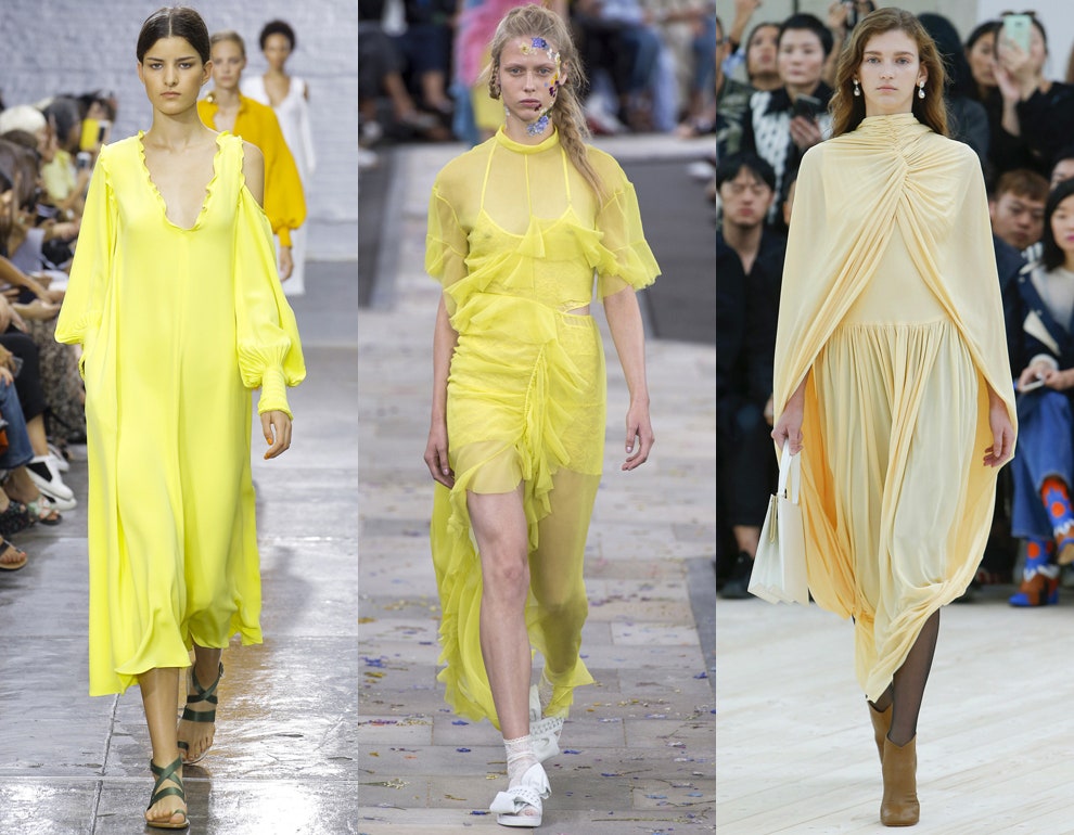 Модные жёлтые платья для вечеринок модели от Tibi Topshop J. W. Anderson Mango Zara | Vogue