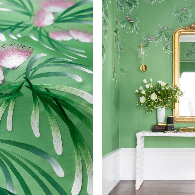 Парижский сад шелковых акаций на обоях de Gournay