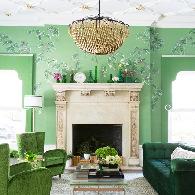 Парижский сад шелковых акаций на обоях de Gournay