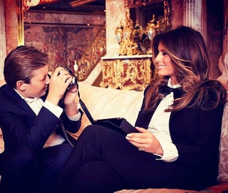 Мелания Трамп с сыном Бэрроном.