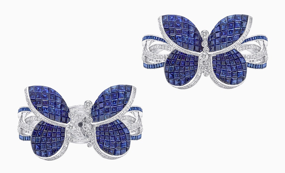 Часы с секретом Graff Princess Butterfly ювелирная бабочка из сапфиров рубинов и бриллиантов | Vogue