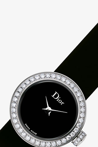 Часы La Mini D de Dior неоновые на ремешке в два оборота и лаковые черные | Vogue