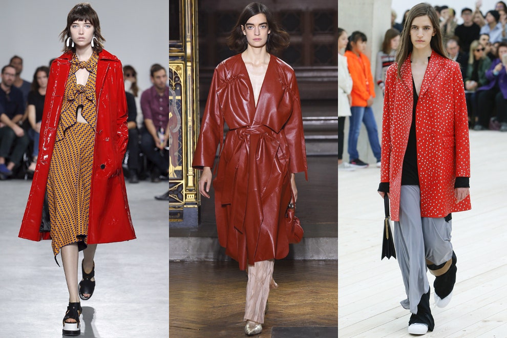 Куртки пальто и плащи красного цвета модная верхняя одежда весны 2017 | Vogue