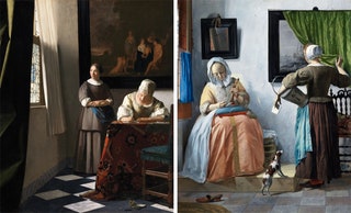 Ян Вермеер «Дама пишущая письмо» 1670. Габриель Метсю «Женщина читающая письмо» 16641666.