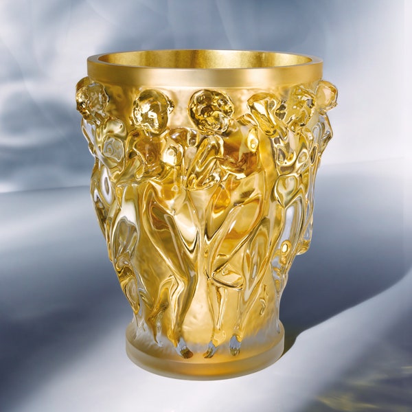 Хрустальная ваза «Вакханки» Lalique в сусальном золоте