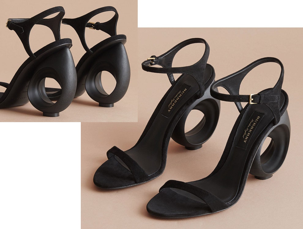 Обувь Burberry с каблуком в форме капли с отверстием посередине ботильоны туфли босоножки | Vogue