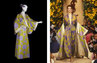 Кимоно и вечернее платье из коллекции Yves Saint Laurent Haute Couture осеньзима 1994.