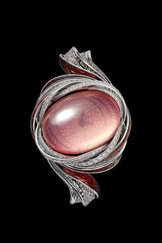 Flamant — белое золото розовый кварц рубины и бриллианты.