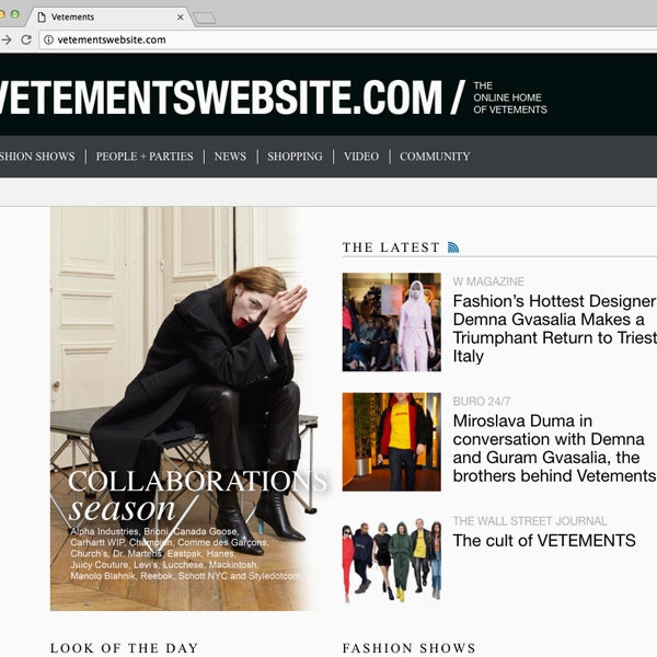 Vetements перезапустили сайт в облике культового Style.com, а вместе с ним и свою первую коллекцию