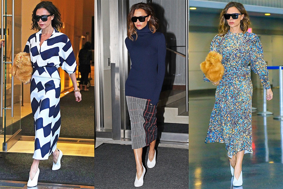Туфли Victoria Beckham из коллекции prefall 2017 белого голубого и коньячного цветов | Vogue