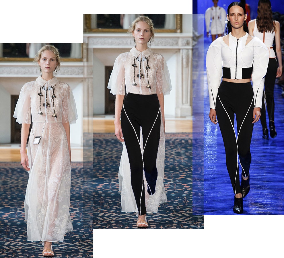 Легинсы и прозрачное платье модное сочетание  тренд весеннего сезона | Vogue