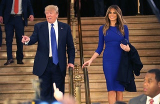 Дональд и Мелания Трамп после дебатов в Детройте март 2016.