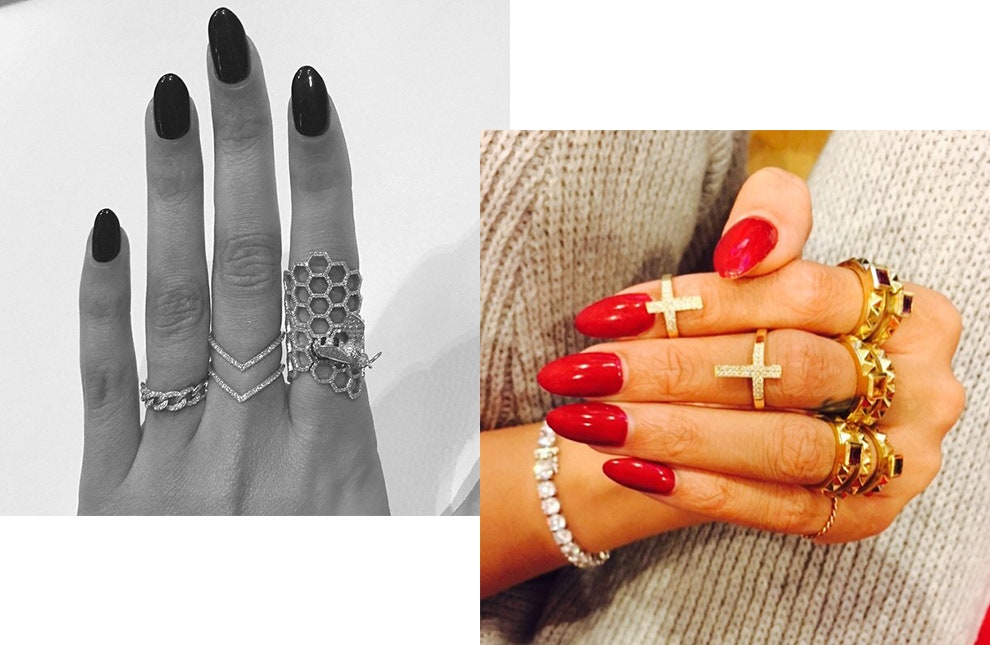 Модный маникюр фото Рианны с ногтями стилетто