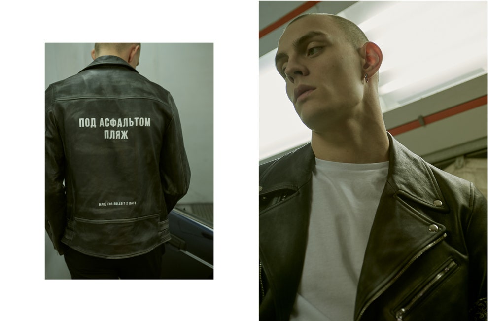 Bats х Made for Bulleit кожаные куртки с лозунгами на русском языке | Vogue