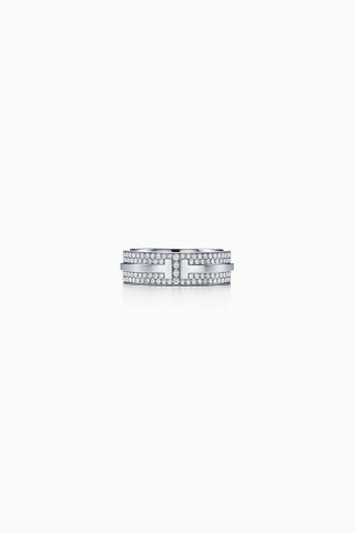 Кольцо Tiffany T Two из белого золота с бриллиантами.