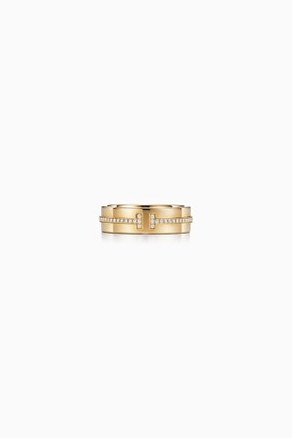 Кольцо Tiffany T Two из желтого золота с бриллиантами.