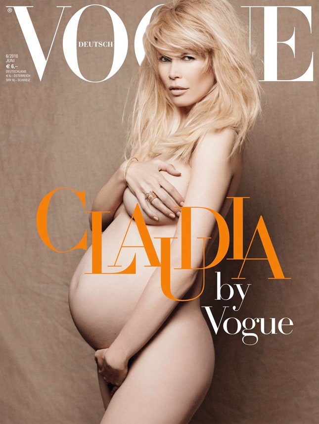 Беременная Клаудия Шифер на обложке немецкого Vogue июнь 2010