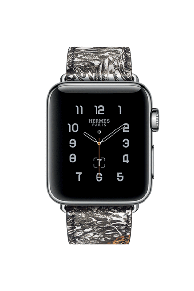 Apple Watch Hermès с цветным принтованным ремешком из телячьей кожи | Vogue