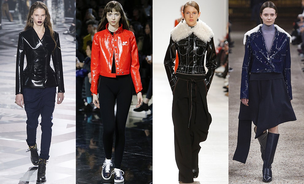 Модные вещи из винила как и с чем носить пальто юбки платья куртки и брюки | Vogue