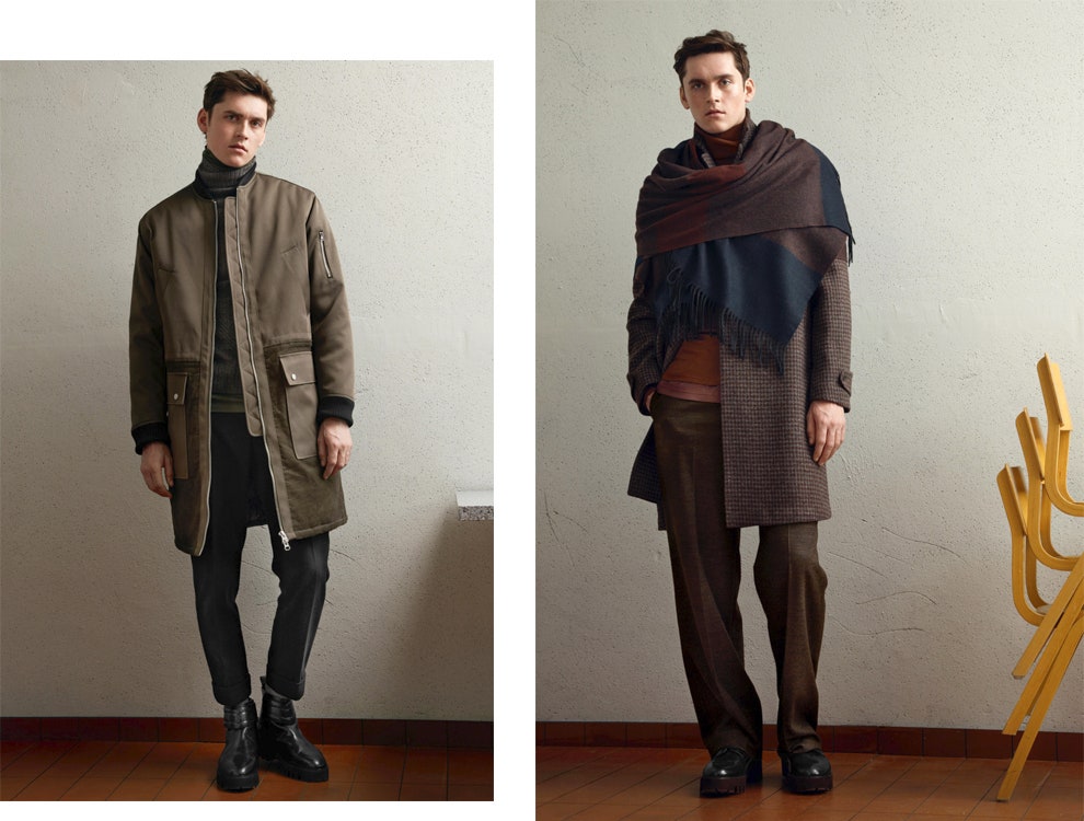 Мужская линия HM Studio пальто водолазки брюки и шарфы | Vogue