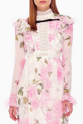Платье Giambattista Valli романтичный шелковый наряд с розами из круизной коллекции | Vogue