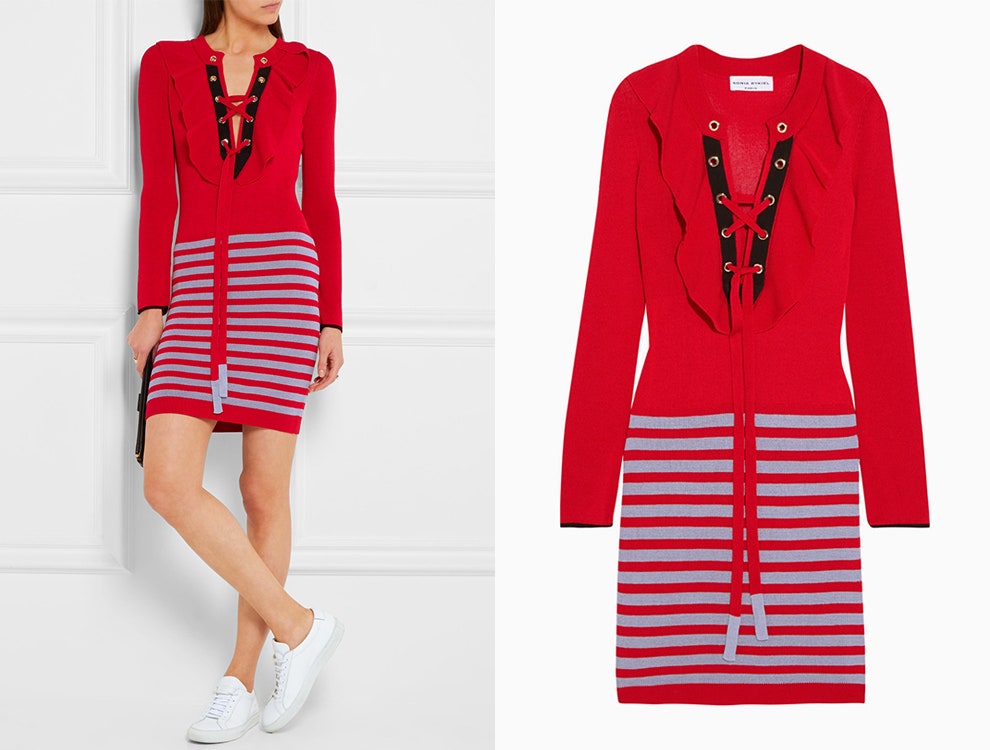 Платье Sonia Rykiel трикотажный наряд красного цвета на шнуровке | Vogue