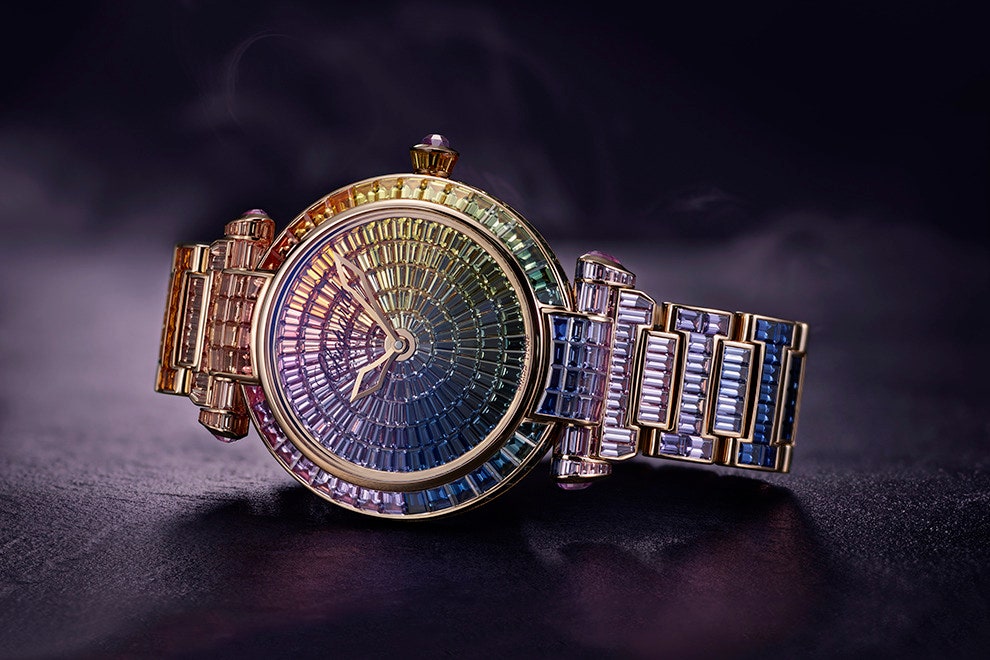 Часы Chopard Imperiale радужный узор из сапфиров на циферблате и браслете | Vogue