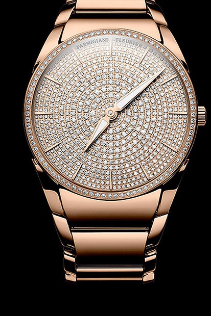 Ювелирные часы Tonda 1950 Parmigiani Clarity с циферблатом инкрустированным бриллиантами | Vogue