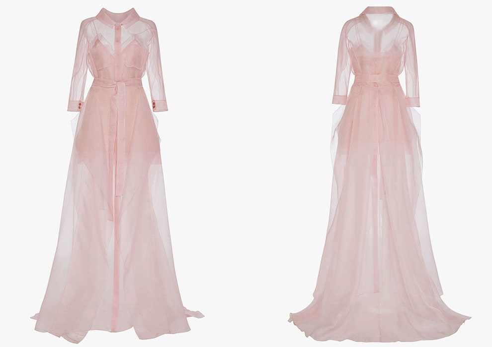 Каролина Эррера платья из шелковой органзы розового цвета
