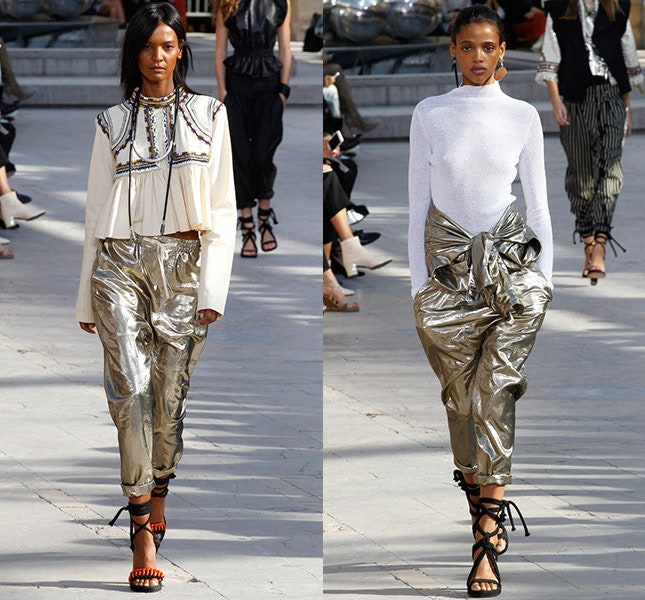 Модные тенденции весны 2016 брюки серебристого цвета | Vogue