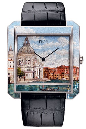 Часы Piaget Secrets  Lights  A Mythical Journey с микромозаикой и эмалевой миниатюрой | Vogue