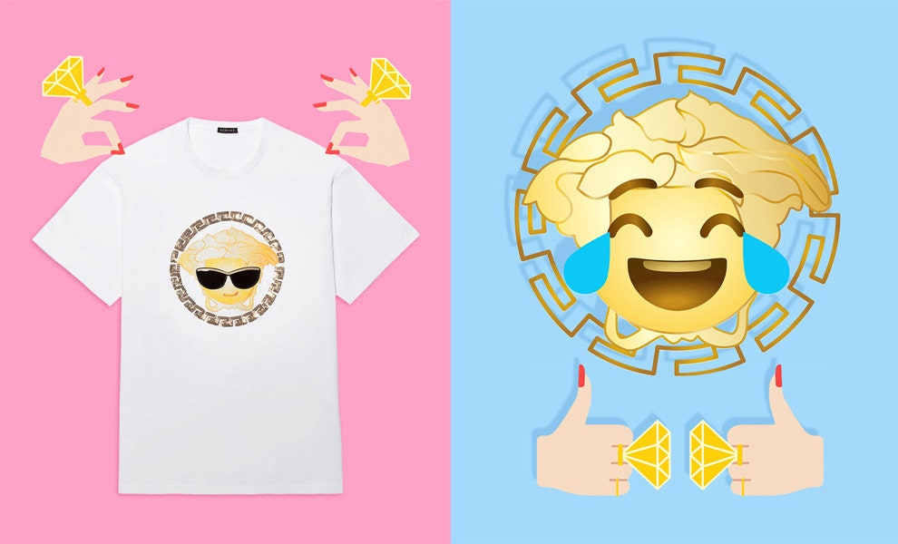 Emoji Versace и коллекция футболок с золотой горгоной Медузой