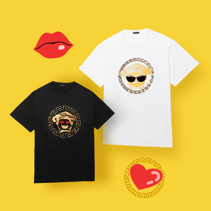Emoji Versace и коллекция футболок с золотой горгоной Медузой