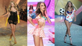 Кара Делевинь на шоу Victorias Secret 2012 и 2013  года.