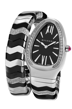 Часы Bvlgari Serpenti Spiga с браслетом и корпусом в форме змеи обвивающей запястье | Vogue
