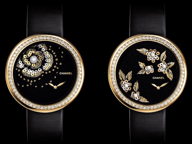 Часы Camlia Brod из коллекции Mademoiselle Priv Chanel Horlogerie с вышитым циферблатом | Vogue
