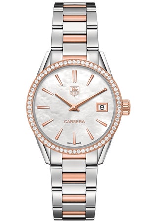 Часы TAG Heuer Carrera Lady Collection сталь розовое золото и бриллианты | Vogue