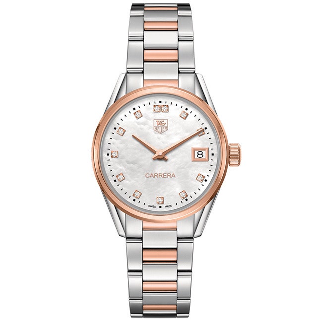 Часы TAG Heuer Carrera Lady Collection сталь розовое золото и бриллианты | Vogue