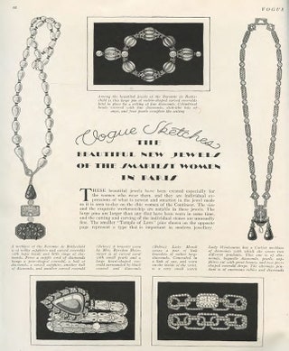 «Vogue Sketches The Beautiful New Jewels on the Smartest Women in Paris» — страница из ноябрьского VOGUE за 1927 год.