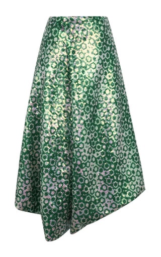 J.W. ANDERSON Green Sequin Drape Skirt 7560.