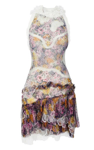 NINA RICCI Embroidered Printed Chiffon Dress 4590.