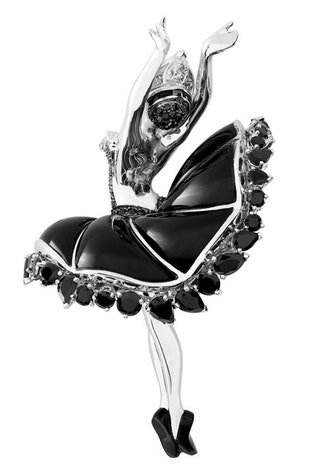 Брошь «Одиллия» белое золото черная шпинель бриллианты Van Cleef  Arpels.