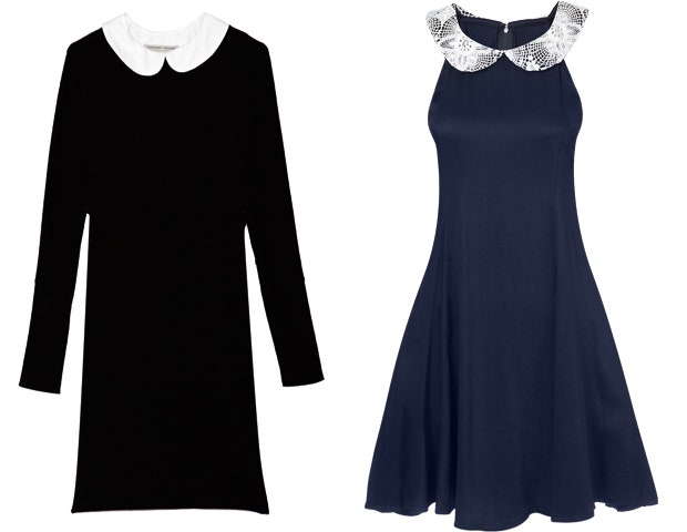 Маленькое черное платье с белым отложным воротником  классика жанра | VOGUE