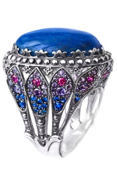 Коктейльное кольцо «Перо Павлина» фото украшения Елены Окутовой