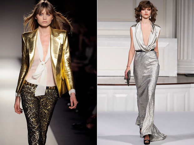 Стиль 70х в коллекциях дизайнеров брюки клеш золотые жакеты цветочные принты | VOGUE