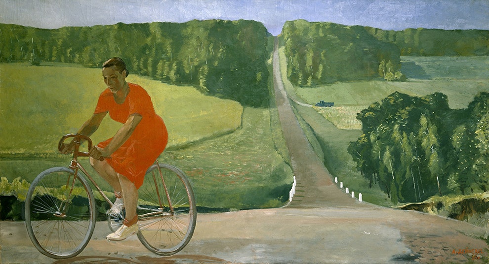 Александр Дейнека. «Колхозница на велосипеде» 1935