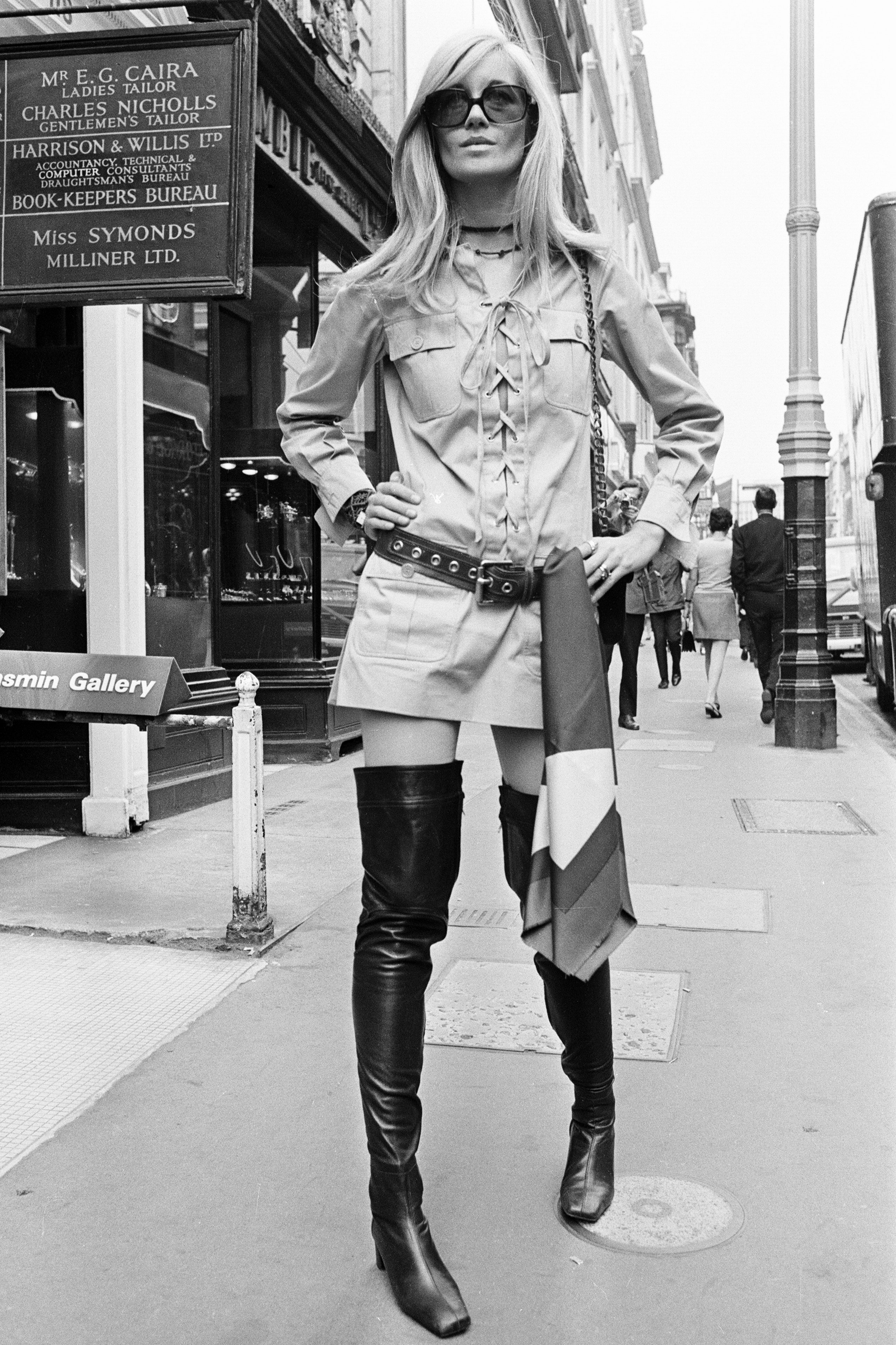 Betty Catroux model and muse of Yves Saint Laurent pictured outside his first London Rive Gauche store on New Bond...