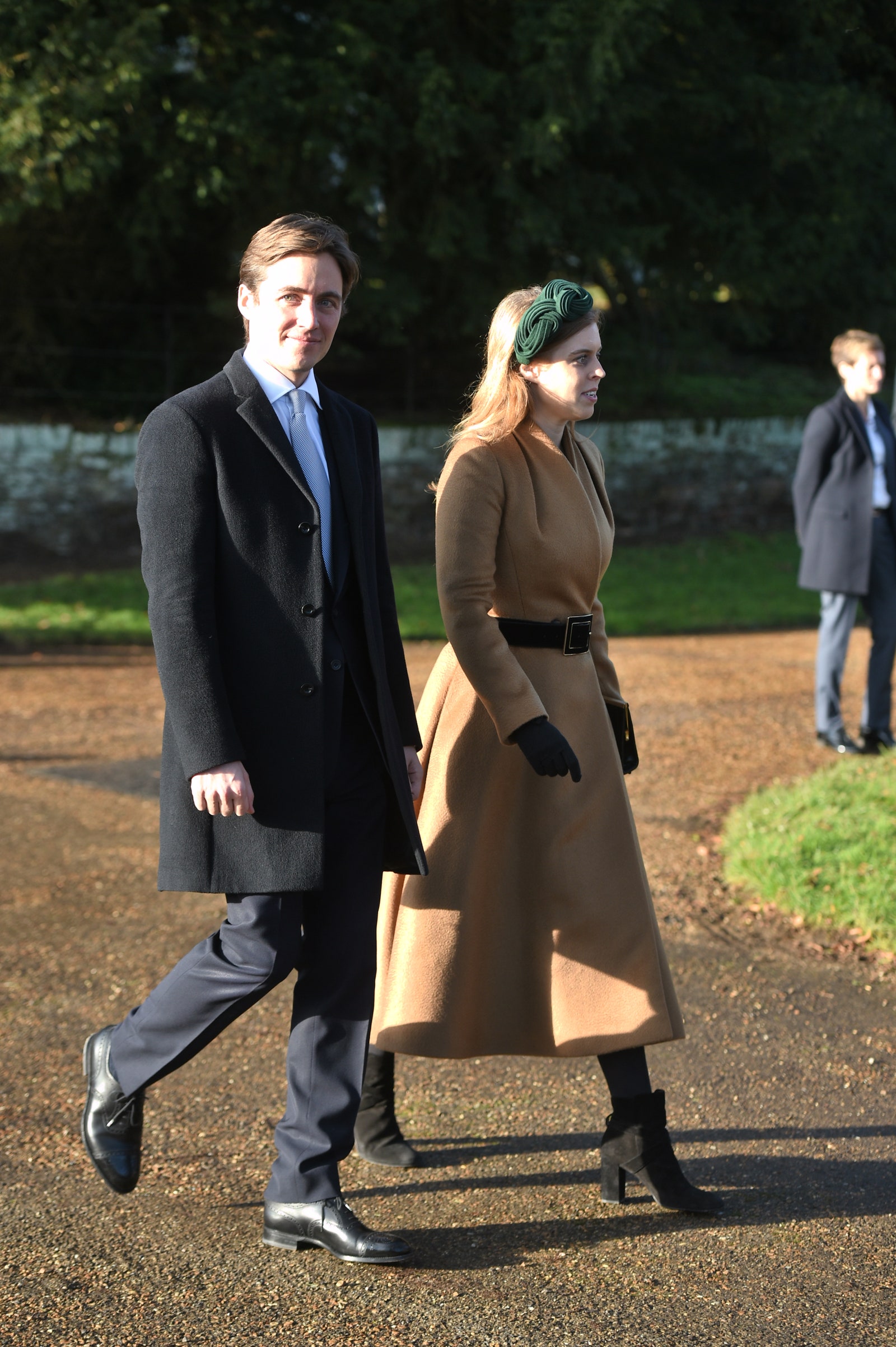 Эдоардо МапеллиМоцци и принцесса Беатриса после службы в церкви Святой Марии Магдалины в Сандрингемском дворце 2019