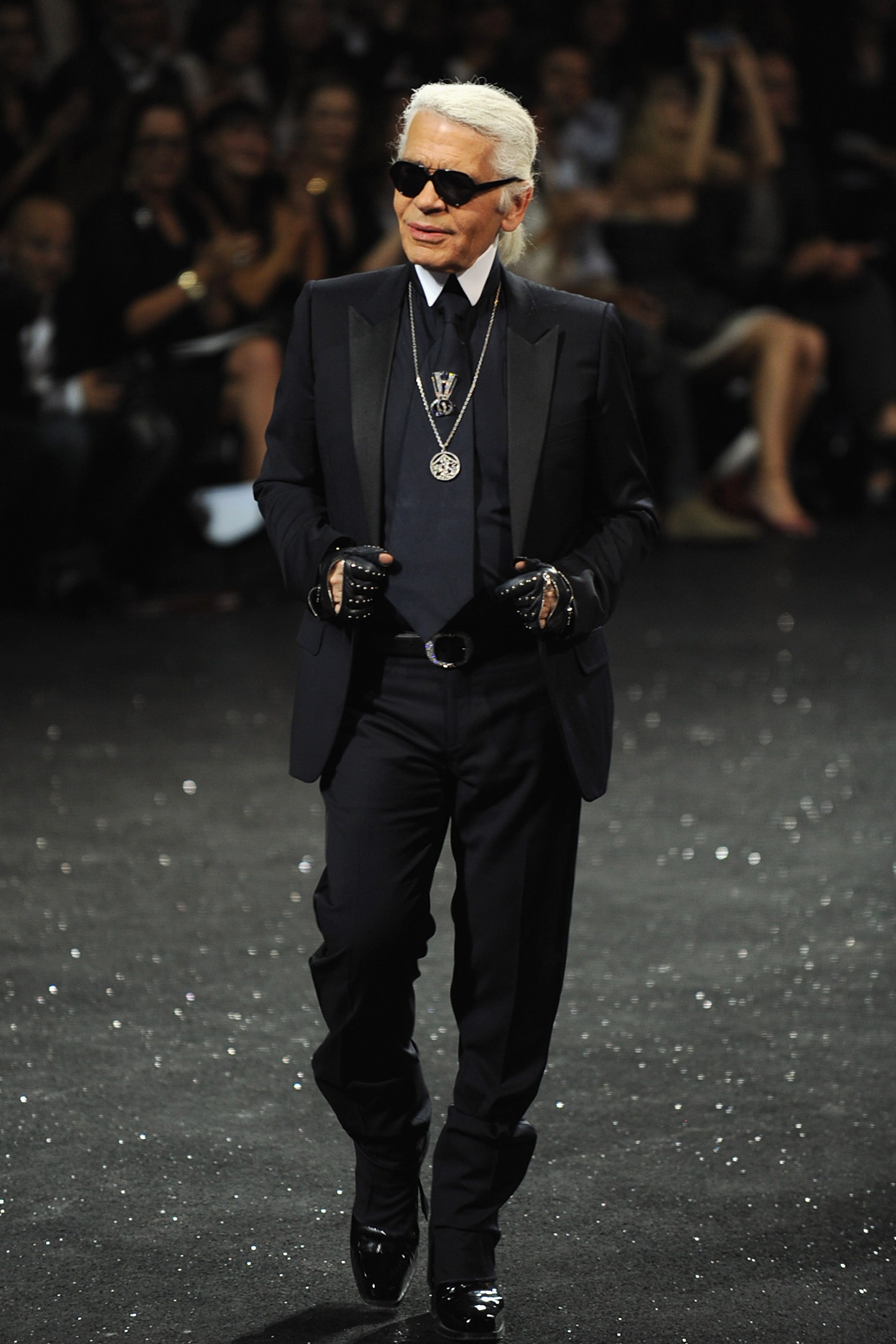 PARIS FRANCE  JULY 05  Karl Lagerfeld  walks the runway during the Chanel Haute Couture FallWinter 20112012 show as part...